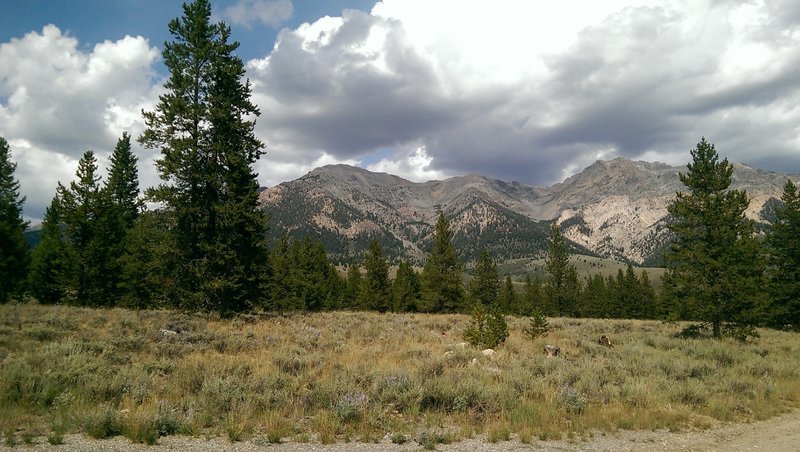 Boulder Mountains form the backdrop for this long section of trail