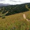 Views east over the ski area and the Gore Range beyond