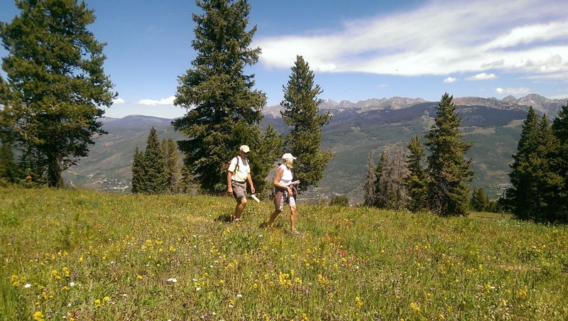 Hikers enjoying a mid-summer hike on the Grand Escape trail