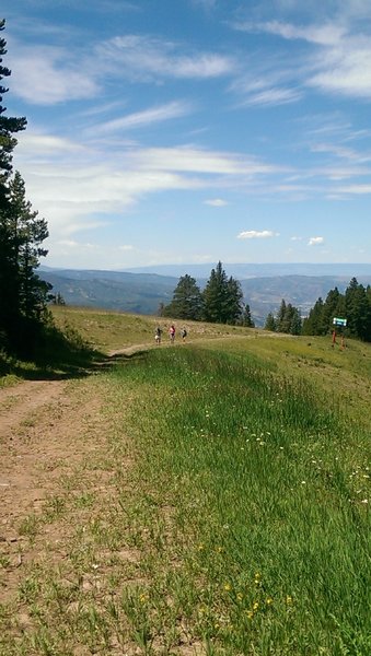 The bottom part of the Grand Escape trail is on dirt road, but the views west are still good