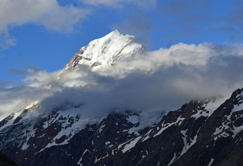 Mount Cook rising up out of the Hooker Valley.