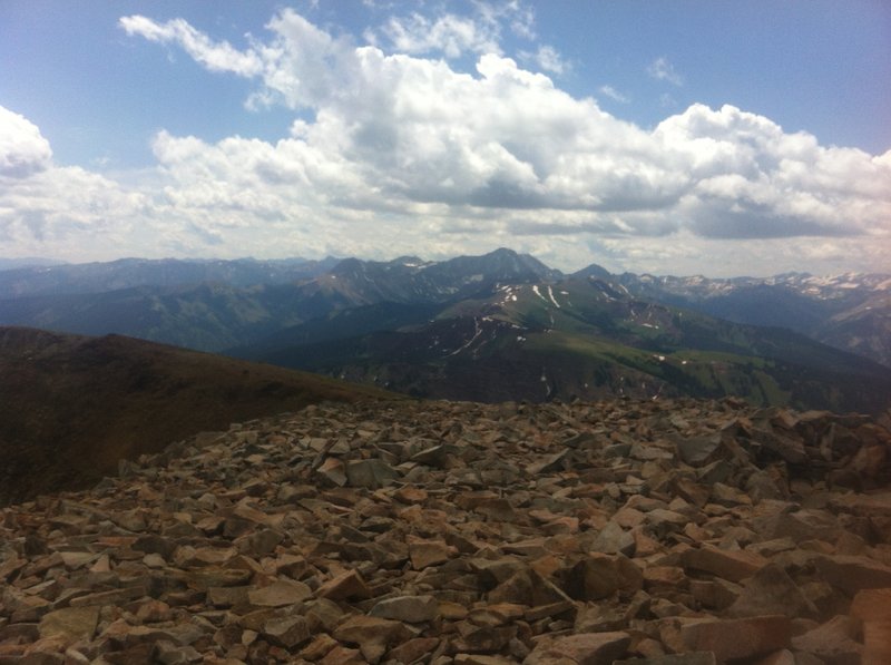 View of the Elk Mountains from the summit of Mount Sopris.