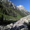 View of Cascade Canyon and trail with Cathedral Group in background.
<br>

<br>
Image by the National Park Service (NPS).