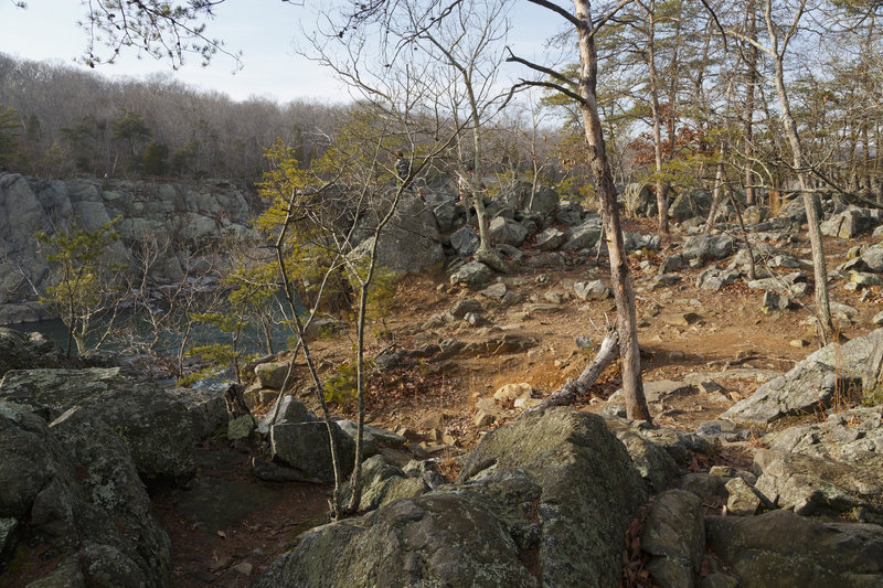 The rocky, cliff-top nature of River Trail.