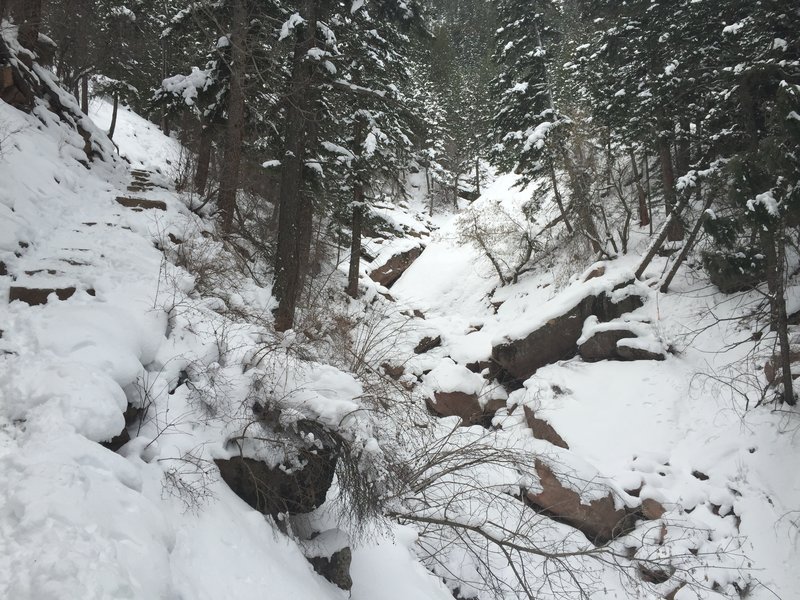 Royal Arch Trail can be an icy, slippery, awesome adventure after a decent snowstorm.