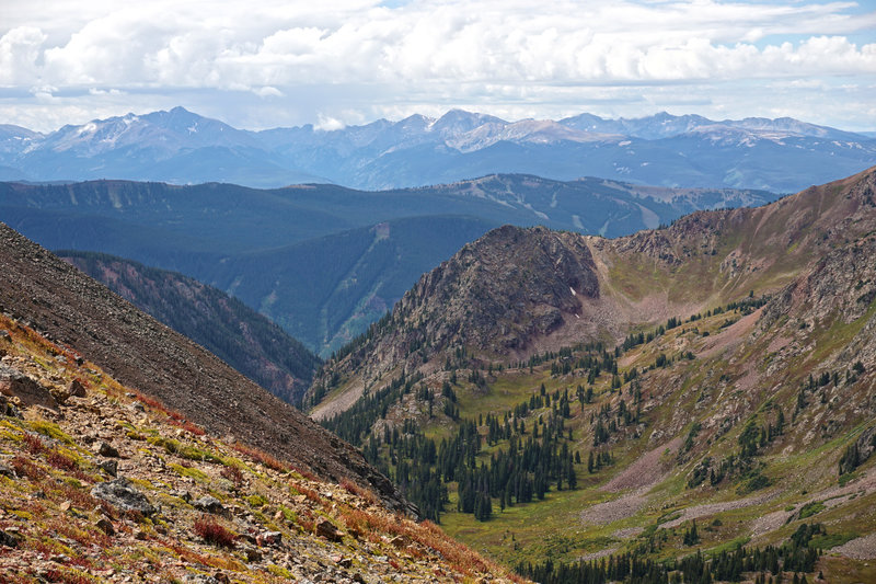 Looking west from Bighorn Pass towards Mount of the Holy Cross.