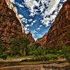 Looking towards Zion Stadium along the Virgin River.