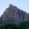 Looking up at Watchman Trail.