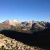 Top of Buckskin looking west to Snowmass Mountain and Trail Rider Pass