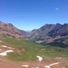 What a day in the mountains...Top of Maroon Pass looking way down toward my beer.