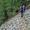 On rocky section of Mt. Si Trail