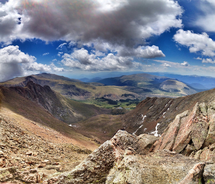 Looking down the mountain from Mt. Bierstadt Trail