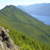 Looking down to Crescent Lake from Mt. Muller.