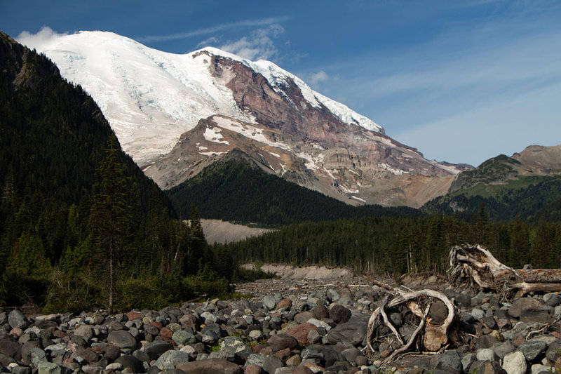 The slopes of Mount Rainier as seen from the White River.