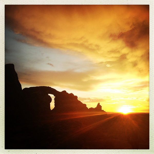 Sunset on the Windows Loop Trail in Arches National Park