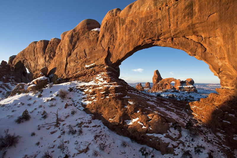 First Light on Turret Arch Framed by North Window