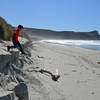 A steep drop from the dunes to Victory Beach