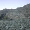 The Black Hand as seen from the talus field. Stay just a bit to the right of this landmark to avoid class 5 climbing.