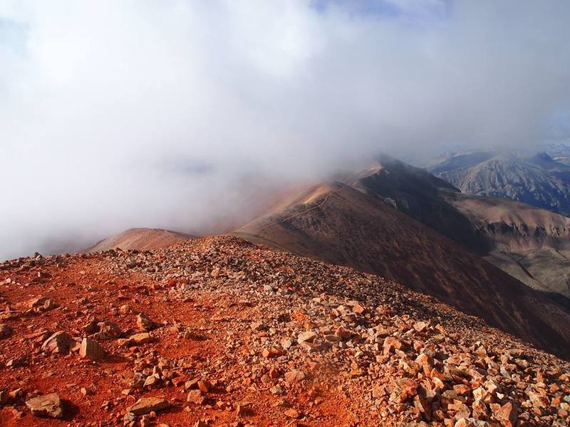 Unique Redcloud dirt near the summit of Redcloud Peak