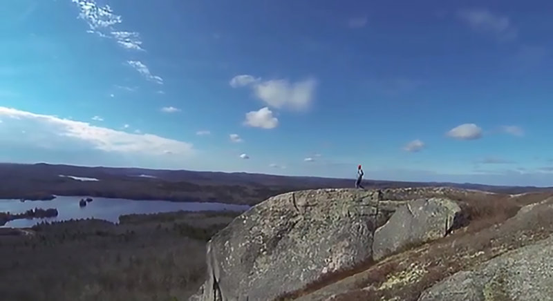 At the top of turtle mountain.  Looking south west over some lakes.