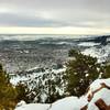 snowy view from Mount Sanitas East Ridge Trail