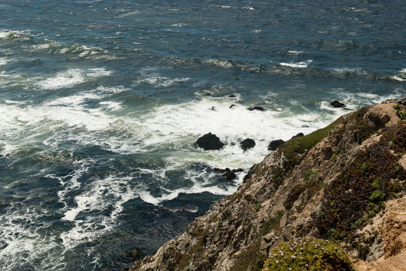 View down the cliffs