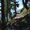 Narrow trail on a steep mountain side.