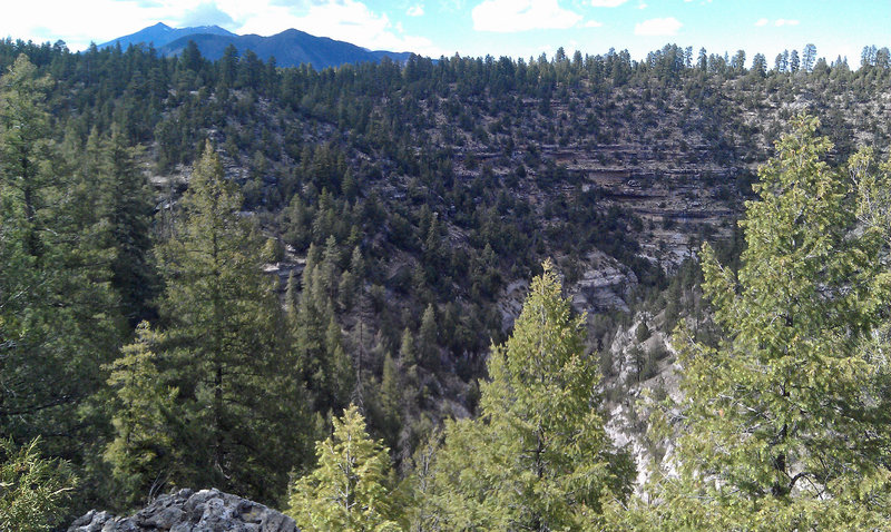 Cool views of the Peaks over Walnut Canyon.