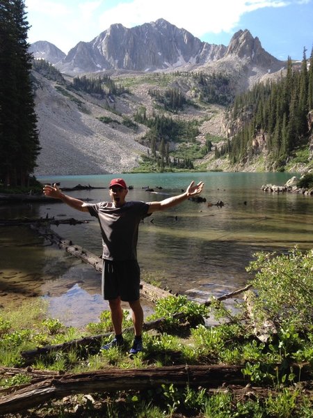 Triumphant at the gorgeous Avalanche Lake deep in the Elks.