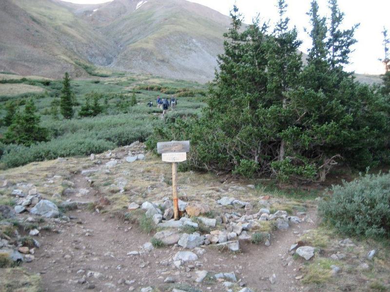 Junction. From the trail to the south, turn left for Mt. Belford, right for Mt. Missouri.