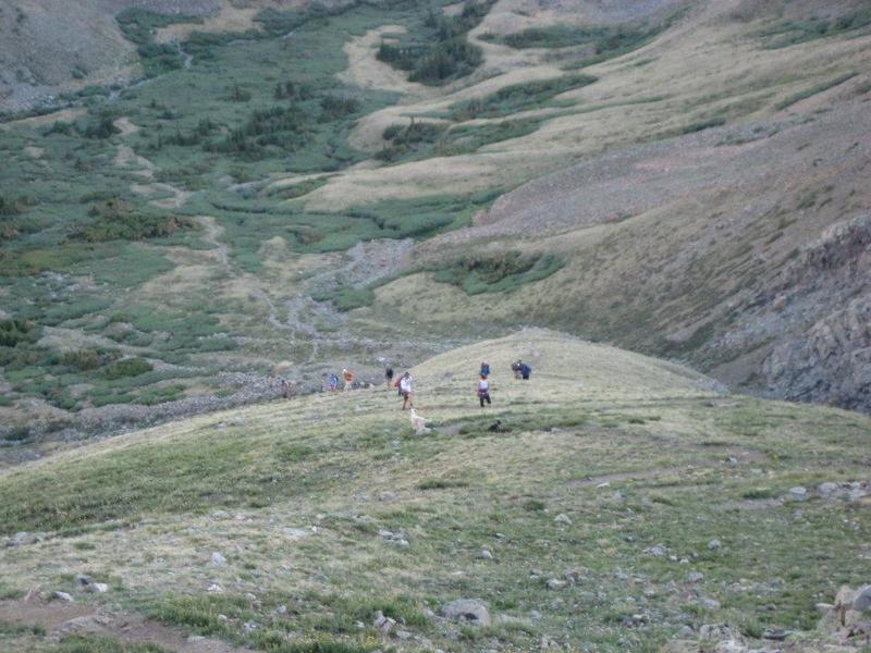 A look at the switchbacks on Mt. Belford's northwest ridge.