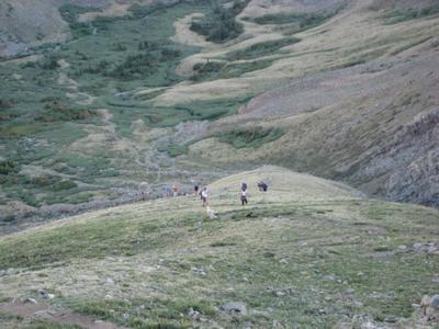 A look at the switchbacks on Mt. Belford's northwest ridge.