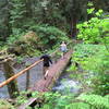 Crossing a bridge over the Little River.