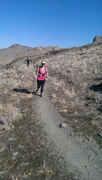 Running the switchbacks of Split Rock Loop Trail