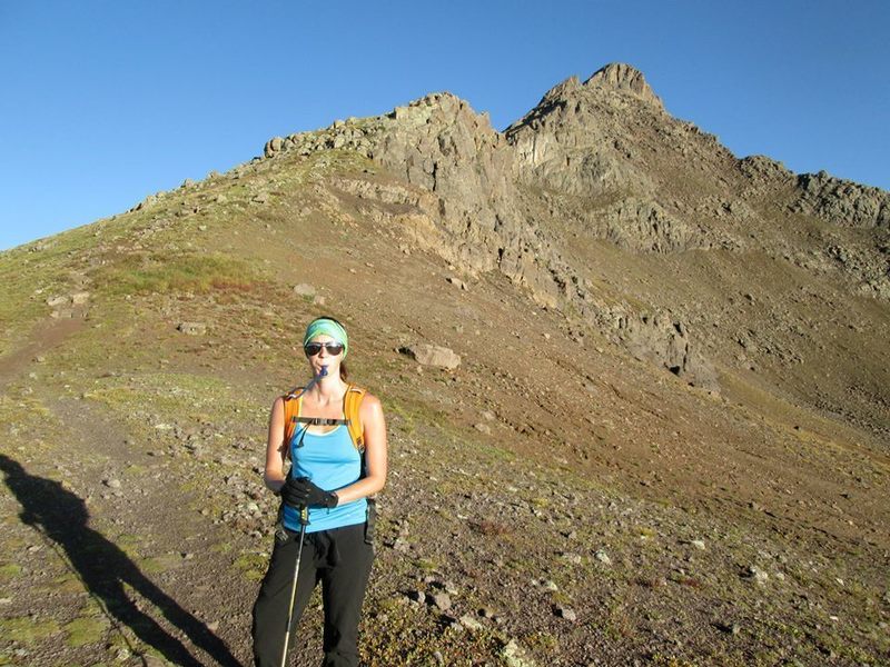 Coming out of the basin and onto the ridge, much of the remaining Wetterhorn Peak Trail is visible.