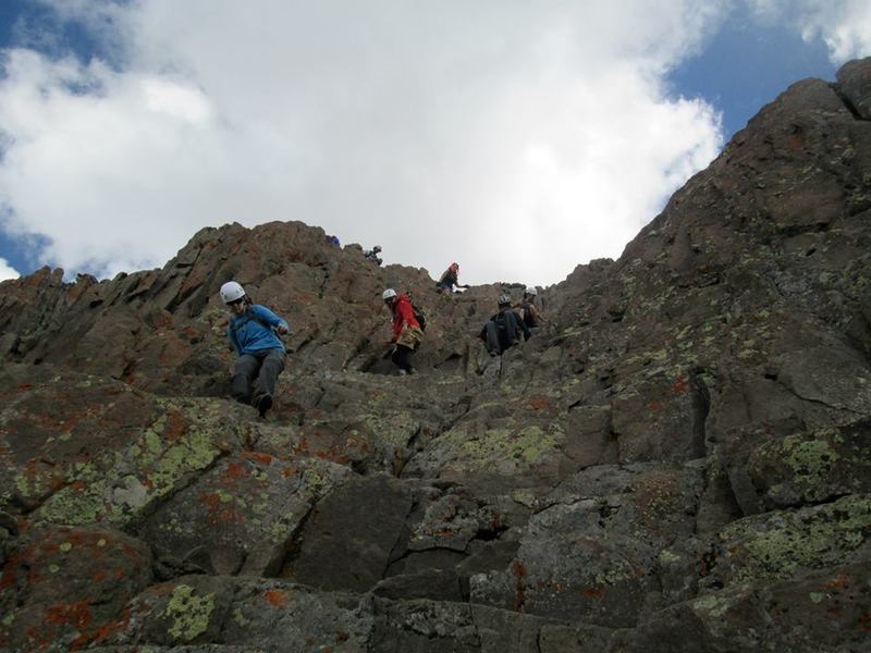 Wetterhorn summit block. The steps below the top are about as technical as it gets.