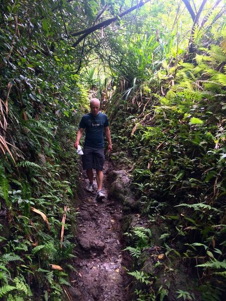 Past Pololu Valley, the trail gets muddier and harder, but it's worth it!