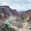 View over the Colorado River heading down South Kaibab