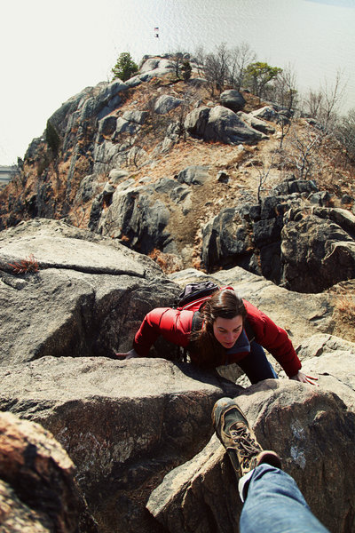 The steepest part, between the second and third summits (there's a way to go around if this is too much for you)