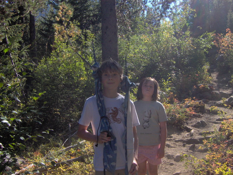 Two young fishers on the way to Colchuck Lake