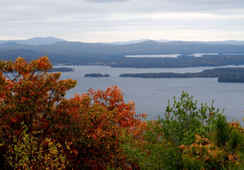 View of Lake Winnipesaukee at the summit of Mt. Major.