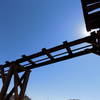 Ore cart tracks leading to the top of the Wall Street Mill.