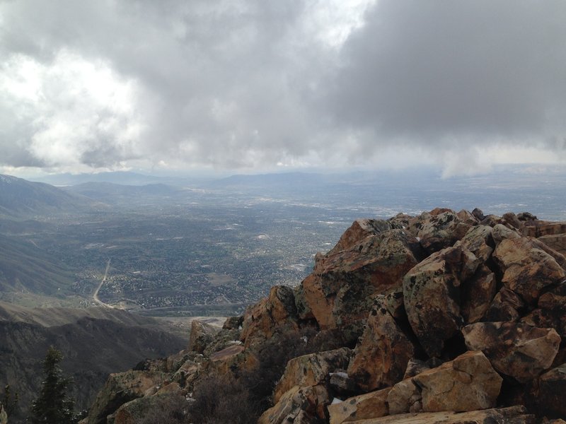 Looking at Salt Lake City from the summit of Mount Olympus