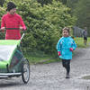 A little runner enjoys a flat section of the Lake Padden Loop.