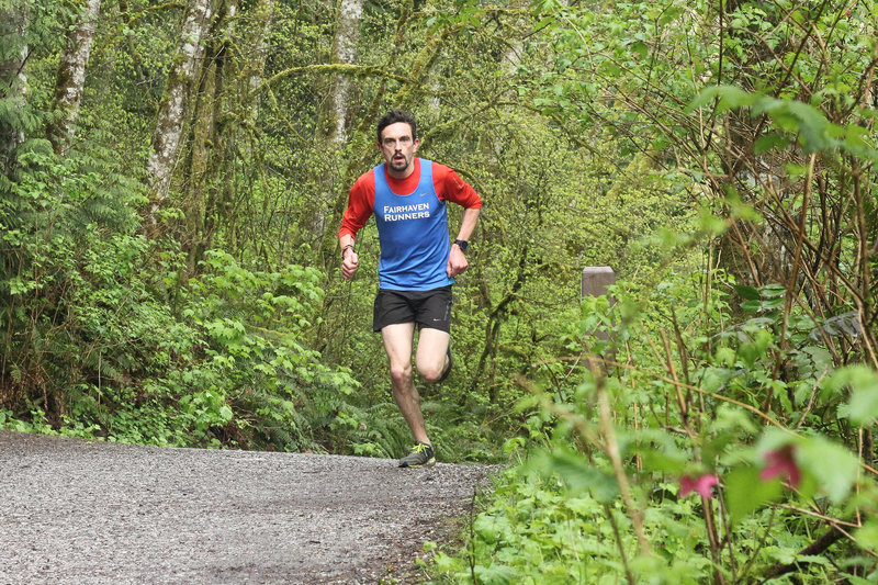 Cresting the last small hill at the end of the Lake Padden Loop.