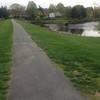 Far side of the Lake Braddock Trail along the dam