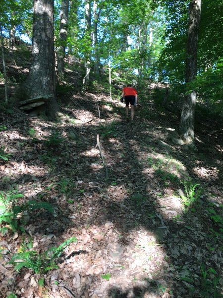 The steep incline up to the fairway