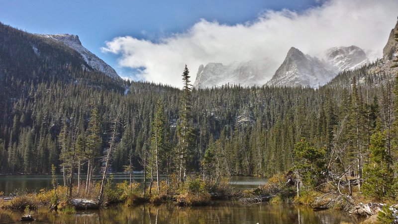 Fern Lake looking at Notchtop Mountain