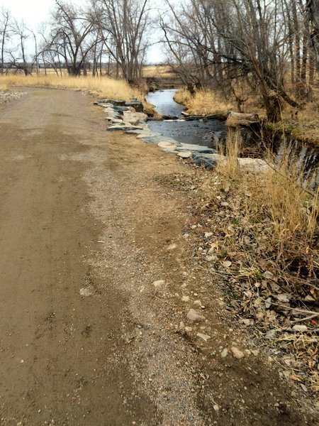 The Coal Creek and its riparian corridor. Water flows year-around to the east.