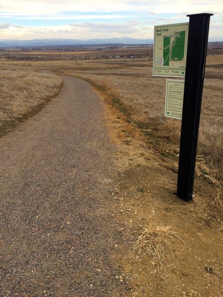 Looking northwest toward Rock Creek farm from the junction of Broomfield's Lake Link trail and Boulder County's Rock Creek trail.